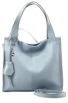 Produktbild von Florence Leder Tasche Damen Schultertasche Shopper hellblau 33x10x29cm inklusive Italien Flagge D2OTF155H