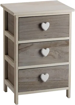 Immagine prodotto di Cassettiera 3 Cassetti 40x29x58 cm in Legno con Cuore Grigia