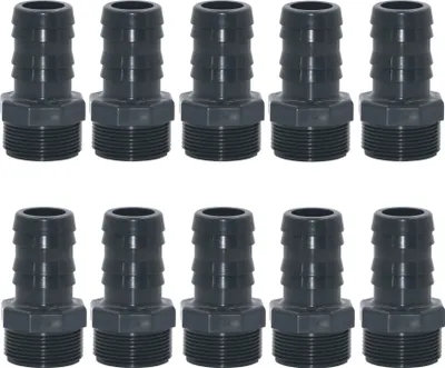Produktbild von HAF 10x PVC Druckschlauchtülle mit 38mm x 1 1/2" | Schlauchtülle x Außengewinde | Schlauchverbinder aus grauem PVC-U | PN16 für Pool und Teich
