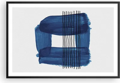Produktbild von Gerahmtes Poster - Schwarzer Rahmen - Abstraktion Aquarell Blau - 91,5x61 cm - Wand Bild - Wanddeko - Wandbilder - Wandposter - Bilderrahmen - Bilder - Kunstdruck - Wandbild - P2BAA91x61-4223