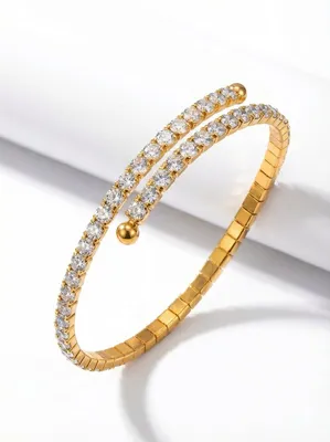 Immagine prodotto di Bracciale da donna Lundholm Yael placcato in oro – Bracciale tennis in acciaio inossidabile placcato in oro 18 carati con zirconi, 17,5 cm – Gioielli ipoallergenici