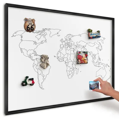 Produktbild von Magnettafel 100x70 cm mit schwarzem Rahmen - Magnetische Metalltafel, Magnetpinnwand zur Wandmontage für Wohnzimmer, Küche, Flur, Kinderzimmer und Büro - Höhenlinienkarte