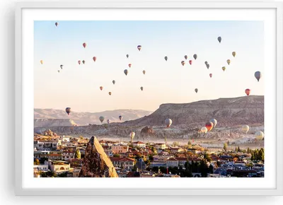 Produktbild von Gerahmtes Poster - Weißer Rahmen - Berge Ballon Flug - 70x50 cm - Wand Bild - Wanddeko - Wandbilder - Kunstposter - Wandposter - Bilderrahmen - Bilder - Kunstdruck - Wandbild - P2WAA70x50-3997