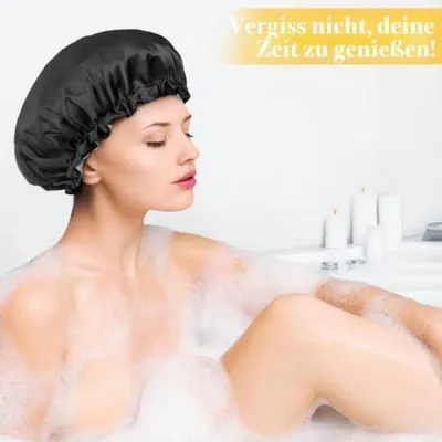 Produktbild von 2 Satin-Schlafhauben aus Seide mit Doppelschicht, verstellbare Schlafmützen für Mädchen und Frauen
