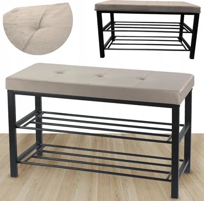 Zdjęcie produktu dla Ławka Tapicerowana Szafka Na Buty Z Siedziskiem Organizer Loft 79cm Taupe