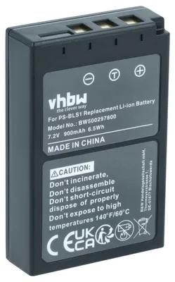 Produktbild von vhbw Akku kompatibel mit Olympus D-SLR E-620, E-410, E-420, E-450, E-600, E-400 Kamera (900 mAh, 7,2 V, Li-Ion)
