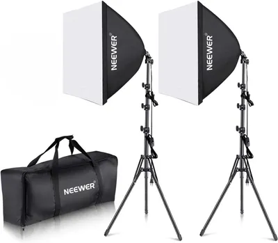 Produktbild von Neewer Studioleuchte Softbox Set 2x 60x60cm für Fotostudio Beleuchtungskit schwarz