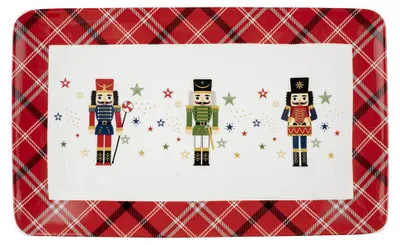 Produktbild von Rechteckiger Weihnachtsteller mit Nussknackermotiv, 25,8 cm x 15,8 cm