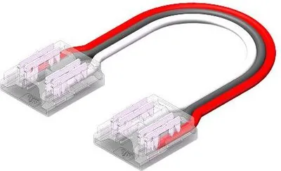 Produktbild von LED Strip-zu-Strip Verbinder – 3-polig, 10 mm, lötfrei mit 15 cm Verbindungskabel für COB CCT LED-Streifen