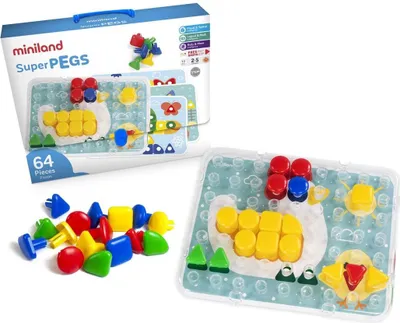 Produktbild von Miniland Mosaik Bauset Superpegs buntes Spielzeug