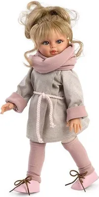 Produktbild von Puppe Sabrina Blonde mit Kleidung und rosa Schal 40cm