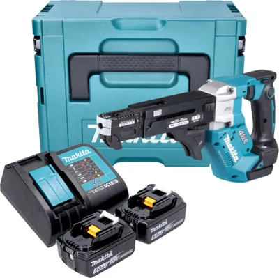Produktbild von Makita DFR 552 STJ Akku Magazinschrauber 18 V 25 - 55 mm Brushless + 2x Akku 5,0 Ah + Ladegerät + Makpac