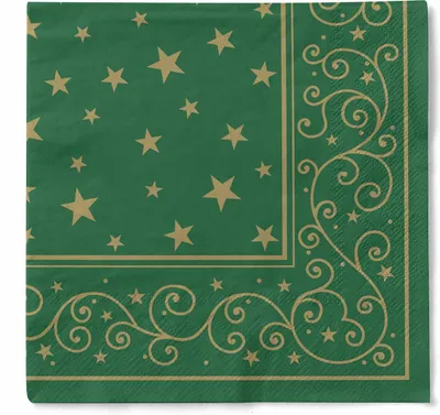 Produktbild von Sovie HORECA Weihnachtsserviette Liam in Grün aus Tissue 40 x 40 cm, 100 Stück - Weihnachtssterne Sterne