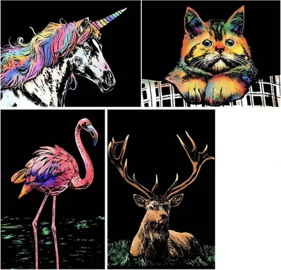 Immagine prodotto di Gratta e vinci magico Animali colorati (4 pezzi) 30x21 cm