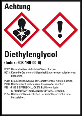 Produktbild von Dreifke® Aufkleber I GHS-Etikett Diethylenglycol, GefStoffV/GHS/CLP, Folie, 5...