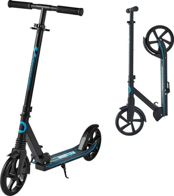 Image de Trottinette pour enfants Trottinette urbaine - Trottinette à 2 roues - À partir de 8 ans - Guidon réglable en hauteur - Plateau antidérapant - Pliable - Charge maximale 100 kg - Noir/bleu