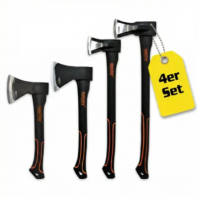 Produktbild von HECHT Axt 4er Set | 30cm Spaltbeil | 40cm Spaltbeil | 55cm Spaltaxt | 63cm Spaltaxt | Set 8