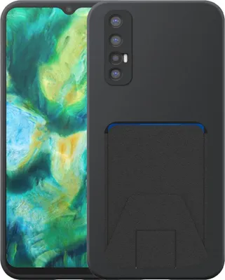 Produktbild von Geeignet für Oppo Find X2 Neo Phone Case mit verstellbarem Leder Kartenschlitz - Flexible Back Cover Case Silikon TPU mit verstellbarem Leder Kartenschlitz - Schwarz - Smartphonics