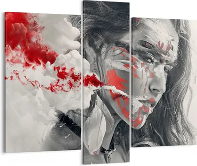 Produktbild von Bild auf Leinwand - Leinwandbild - Frau Gesicht Kunst - 95x80cm - Wand Bild - Wanddeko - Wandbilder - Leinwanddruck - Bilder - Kunstdruck - Wanddekoration - Leinwand bilder - Wandkunst - CB95x80-3867
