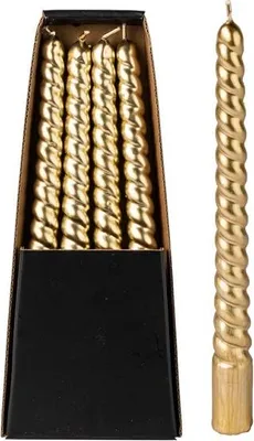 Produktbild von Home Society Dinner Kerze Swirl Gold Set 4 St.