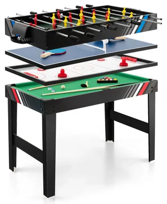 4-in-1 Spieltisch: Tischfußball, Billard, Tischtennis & Airhockey