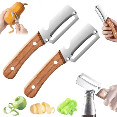 Produktbild von Set aus 2 Sparschälern - 2-in-1 Multifunktionale Küchenhelfer