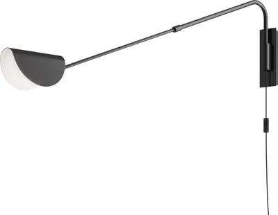 Produktbild von Wandleuchte mit Kabel und Stecker Schalter Metall 36 cm hoch Schwarz G9 Modern
