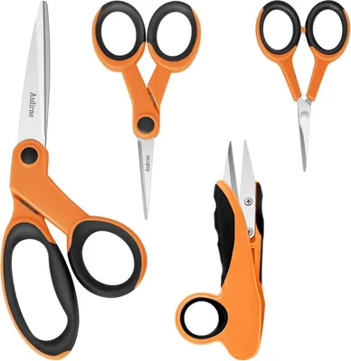 Produktbild von Asdirne Stoffschere Schneiderschere Scherenset 4PCs Orange Schwarz
