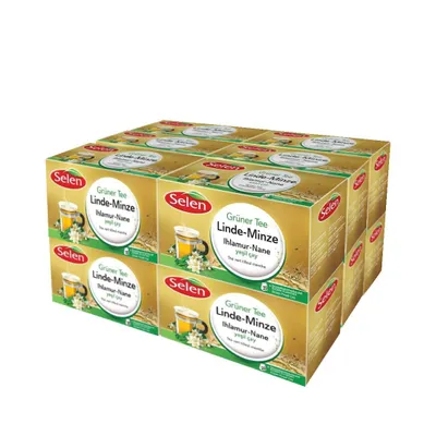 Produktbild von SELEN Grüner Tee Linde-Minze, 20 Teebeutel - 12 Packungen