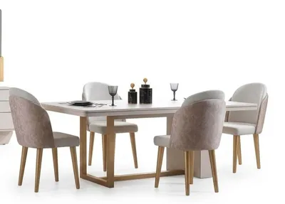 Obrázek produktu pro Jídelní stůl, moderní styl, béžová barva, prostorný, elegantní design