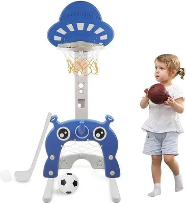 Productafbeelding van Famanu Basketbalset met voetbalring - 4-in-1 sportactiviteitencentrum voor binnen en buiten