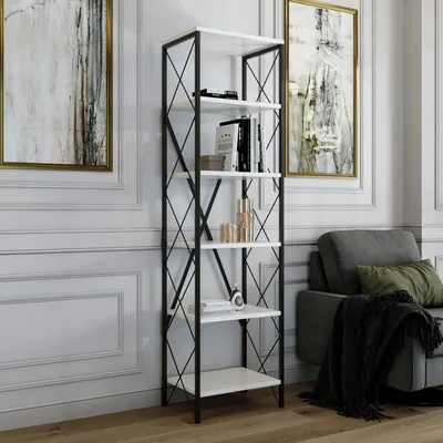 Zdjęcie produktu dla Skye Decor, Suadiye - White, regał na książki, biały, 100% PŁYTA POWLEKANA MELAMINĄ, 50 x 30 x 180 cm