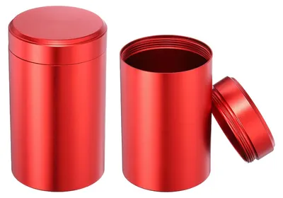 2 runde Teedosen, luftdicht, 9,1 x 5,5 cm, rot