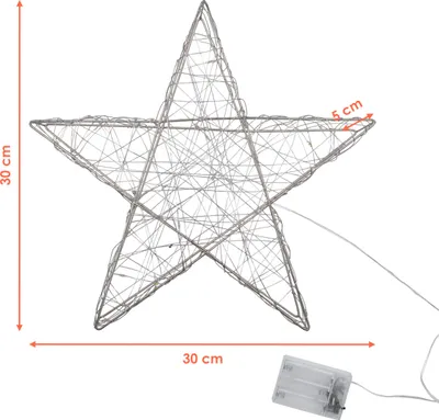 Image de 3.09 Déco étoile illuminée en champagne - env. 30 cm - Décoration avec 25 LED blanc chaud avec minuterie