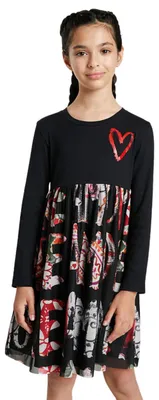 Immagine prodotto di Abito da bambina Desigual Aina nero con scritte 98