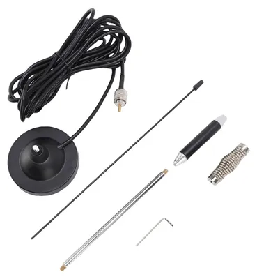 Image de Kit d'antenne CB 26-28 MHz, 26,37 pouces, avec support magnétique ultra-résistant et ressort, pour voitures, camions et stations de base mobiles. Câble de 3 mètres / 9,84 pieds