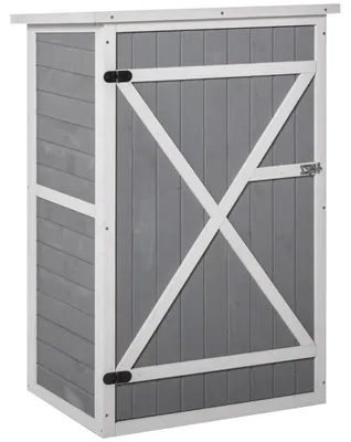 Immagine prodotto di Capanno da giardino - Mobiletto da giardino in legno con 2 ripiani | Colore: Grigio | Dimensioni: 56x75x115 cm
