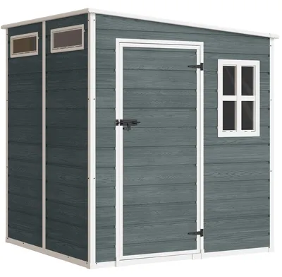 Image de Abri de jardin de 2,89 m² avec 3 fenêtres et serrure | Couleur : Gris | Dimensions : 182 x 182 x 196 cm
