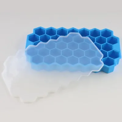 Produktbild von Eiswürfelform Wabenmuster Blau - Eiswürfelformen - Silikon Eiswürfelform - Eiswürfelbereiter - Waben Eiswürfel - Eisformen