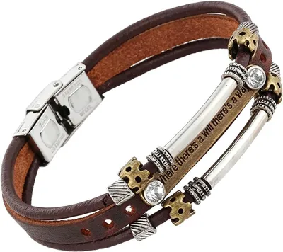 Productafbeelding van Bruine lederen armband, vintage stijl, 1 stuk, voor vriendschap