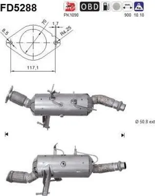 Produktbild von AS FD5288 Dieselpartikelfilter Rußpartikelfilter DPF für OPEL Movano B Kastenwagen (X62) Euro 6 Abgasanlage Diesel