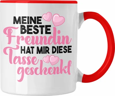 Produktbild von Trendation - Unbiologische Schwester Tasse Geschenk Beste Freundin Geburtstag Lustig Freundinnen Spruch Becher Beste Freundinnen (Rot)