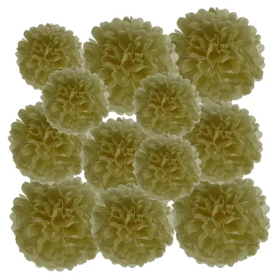 Produktbild von Papier-Pompons - 12 Stück in 10 cm, 15 cm und 20 cm - Dekoration für Feiern - Gold
