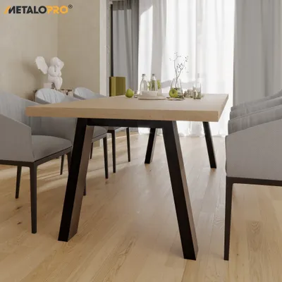 Produktbild von MetaloPro Tischbeine Thusia Lite Extreme – 2x Schwarze Robuste Metall-Tischbeine in Trapezform für Moderne Haushalte und Büros - 72cm