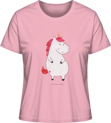 Produktbild von Mr. & Mrs. Panda Oberteil Damen Einhorn Wut Größe M - Baumwolle Pink - Geschenk, Unicorn, Einhörner, Shirt, Damenshirt, T-Shirt Kurzarm, Arbeit, Lustig