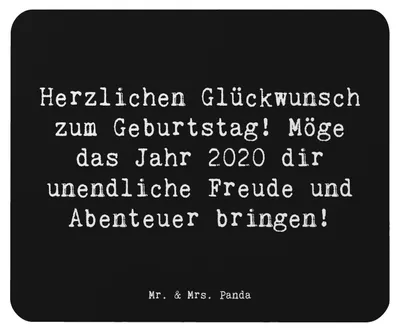 Produktbild von Mr. & Mrs. Panda Mousepad Spruch 2020 Geburtstag Freude - Schwarz - Geschenk, Glückwunsch, Geburtstagswünsche, mousematte, Mouse Pad, Geburtstagsgeschenk, mauspad laptop