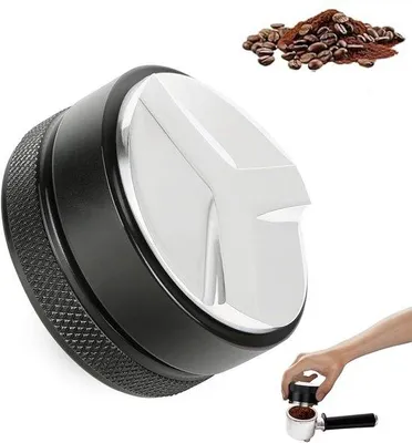Produktbild von Kaffeeverteiler - 53 mm - Kaffeepreser - Kaffeestampfer - Kaffeeverteiler - Espressoverteiler - Espressomaschine - Kaffeeverteiler - Espresso-Tamper - Barista-Zubehör - Kaffeezubehör - Aluminiumlegierung und ABS - Rutschfest