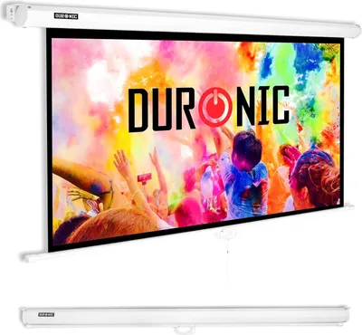 Produktbild von Duronic MPS70 16:9 WE Beamer Leinwand | 70 Zoll Projektor Leinwand | 16:9 Heimkino | Gain +1 Rolloleinwand für Wand- oder Deckenmontage | 4K UHD, 3D, Full HD 1080p | Kompakte Projektionsleinwand Weiß