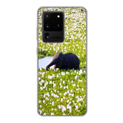 Produktbild von MuchoWow® Handyhülle Schutzhülle Hülle für Samsung Galaxy S20 Ultra Elefant - Wasser - Pflanzen - Grün - Natur - Tiere Silikon Softcase Handy Hülle - Karteninhaber