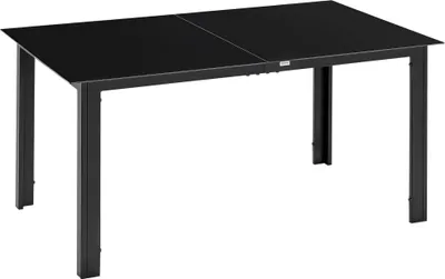 Produktbild von Outsunny Gartentisch, Garten Esstisch für 6 Personen aus Alu Schwarz 150x90x74cm
